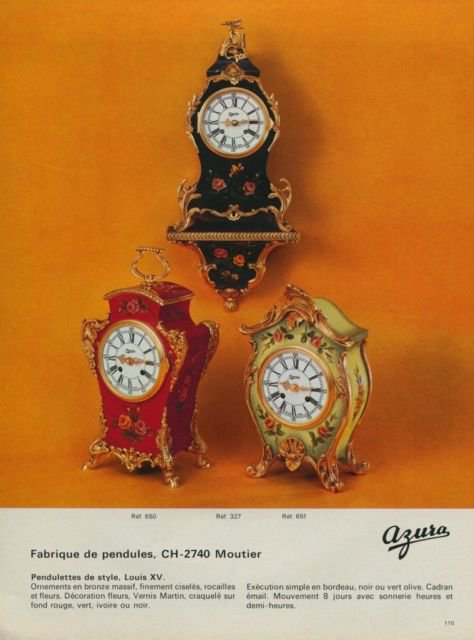 Azura Clock Company Switzerland Vintage 1974 Swiss Ad Suisse Advert Horlogerie