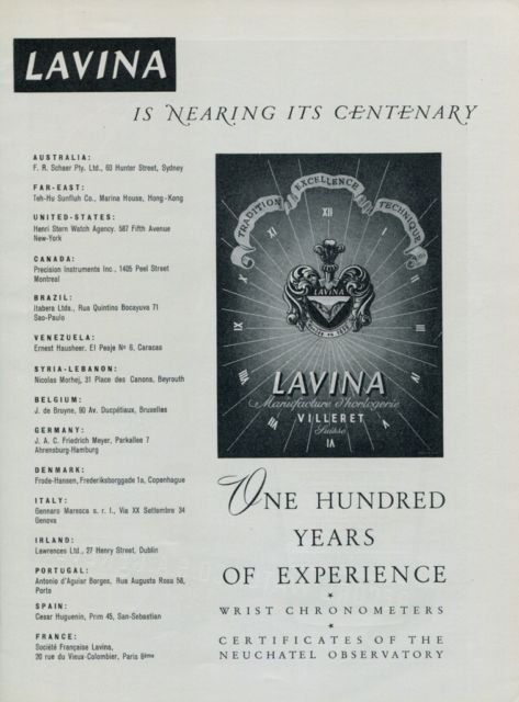 1951 Lavina Watch Company Nearing Its Centenary Vintage 1951 Swiss Ad Suisse Advert
