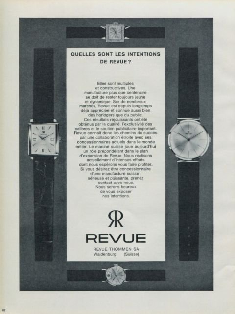 1965 Revue Watch Company Waldenburg Switzerland 1965 Swiss Ad Suisse Advert Revue Thommen SA
