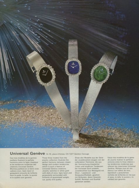 1974 Universal Geneve Watch Company Switzerland 1974 Swiss Ad Suisse Advert Horlogerie Horology
