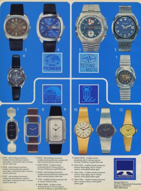 1974 Technos Watch Company Switzerland Vintage 1974 Swiss Ad Suisse Advert Horlogerie Horology