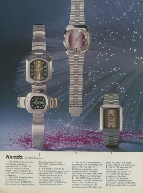 1974 Nivada Watch Company Grenchen Switzerland Vintage 1974 Swiss Ad Suisse Advert Horlogerie