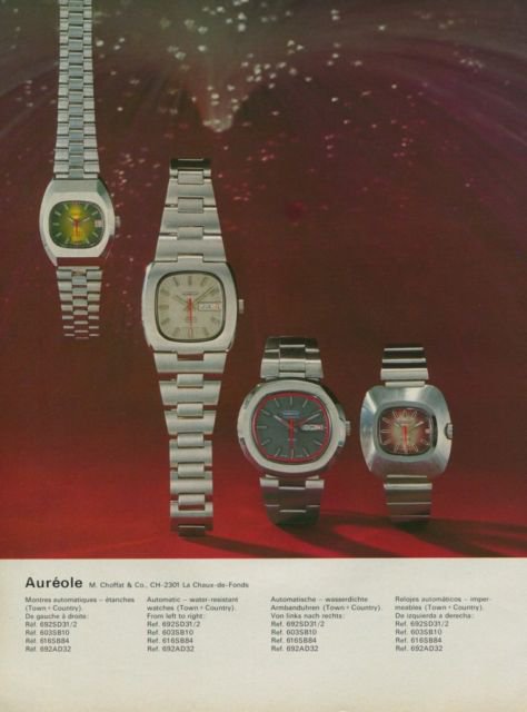 Aureole Watch Company M. Choffat & Co. Vintage 1974 Swiss Ad Suisse Advert