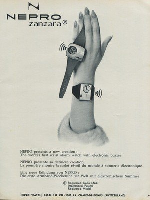 1970 Nepro Watch Company Switzerland Nepro Zanzara Advert Vintage 1970 Swiss Ad Suisse Advert