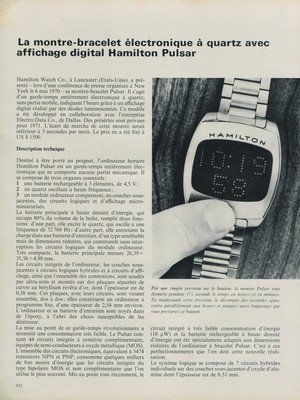 1970 Hamilton Watch Company Pulsar Vintage 1970 Swiss Magazine Article Technique