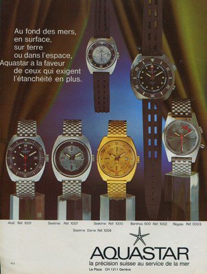 1970 Aquastar Watch Company Switzerland Swiss Print Ad Suisse Publicite Montres Schweiz