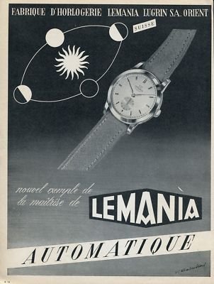 1955 Lemania Watch Company Switzerland 1955 Swiss Ad Suisse Advert Horlogerie Horology