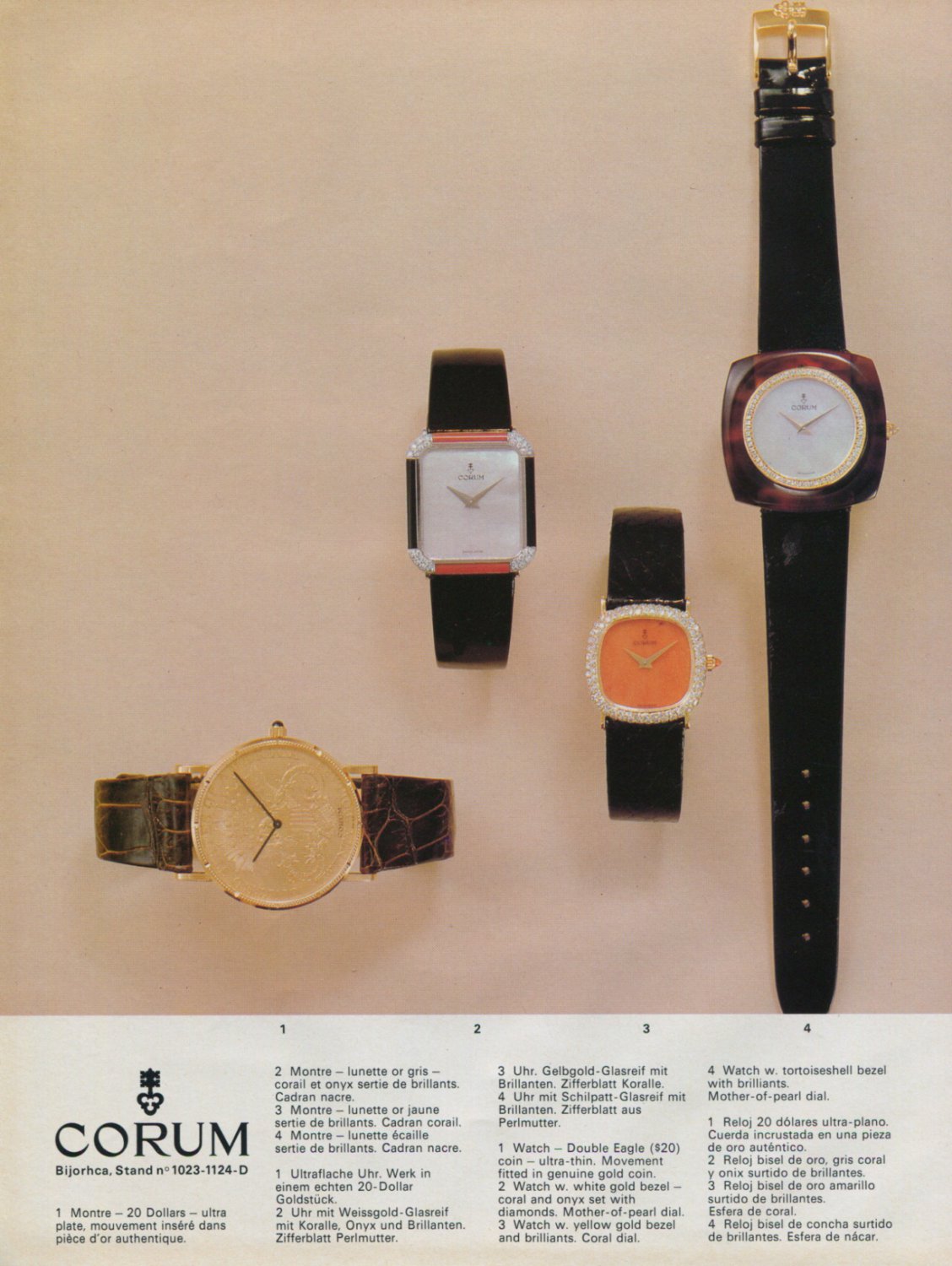 Corum Watch Company Vintage 1976 Swiss Ad Suisse Advert Switzerland Horlogerie