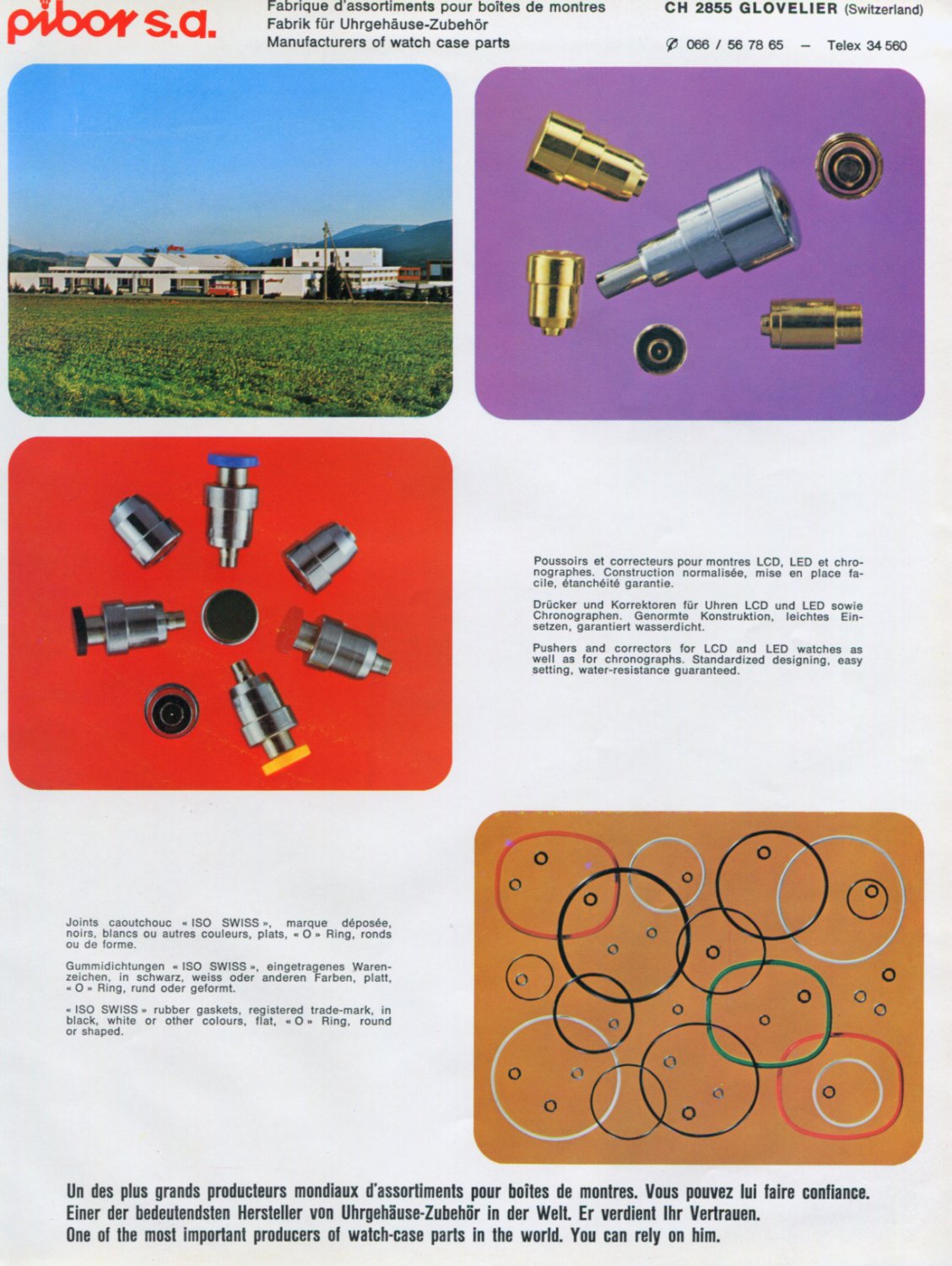 Pibor S.A. Company Switzerland Vintage 1976 Swiss Ad Suisse Horlogerie Advert
