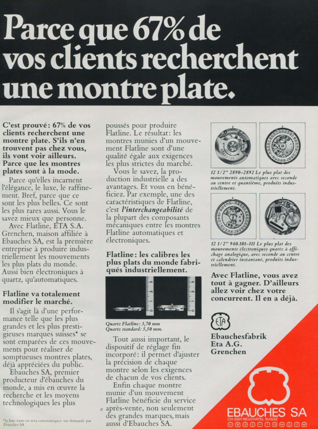 Ebauches SA Switzerland Vintage 1977 Swiss Ad Suisse Advert Horology Horlogerie