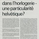 1977 Individualisme dans l'Horlogerie une Particularite 1977 Swiss Magazine Article