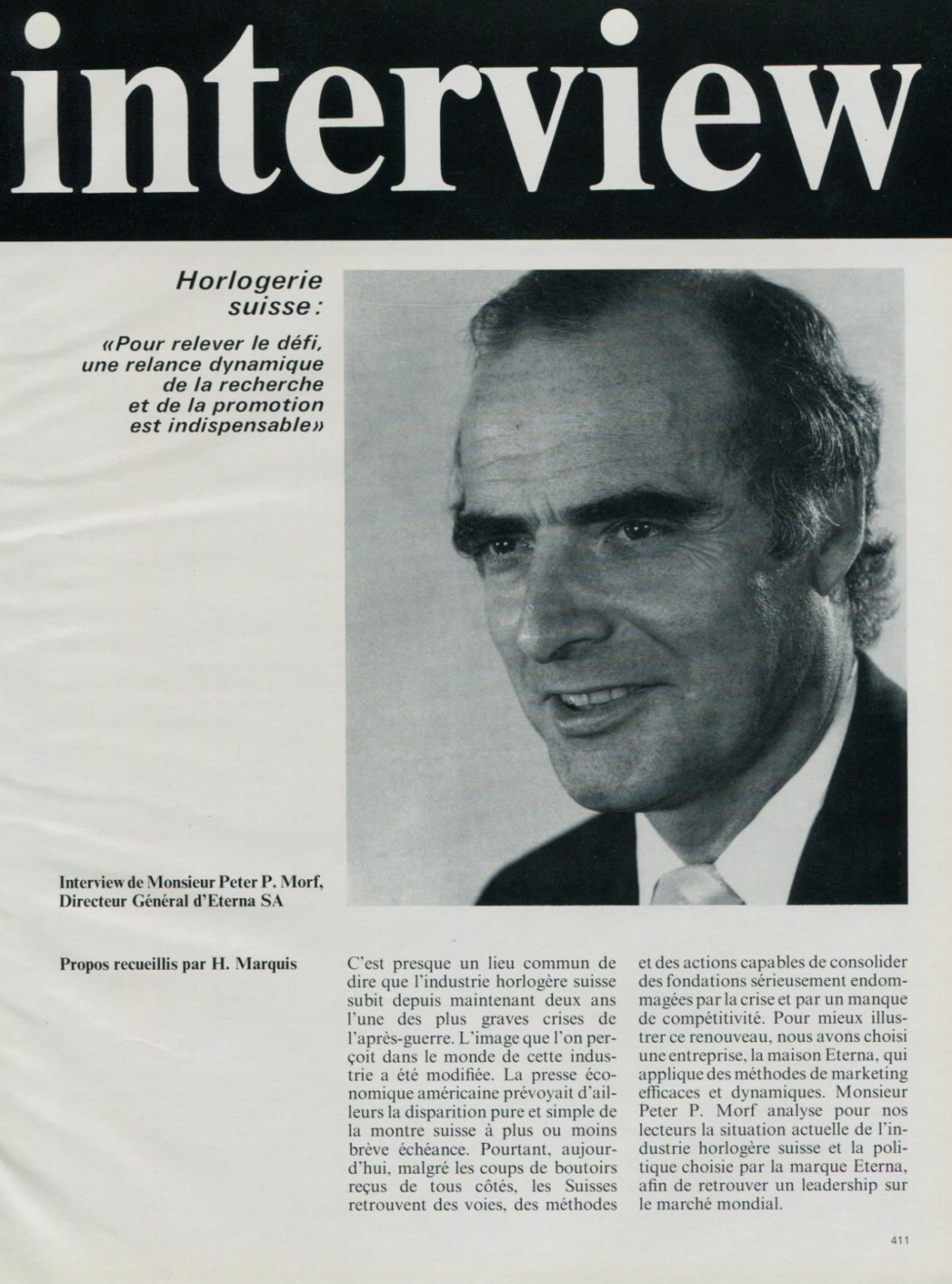 1977 Eterna Watch Company Interview Peter P Morf 1977 Swiss Magazine Article Horology Switzerland