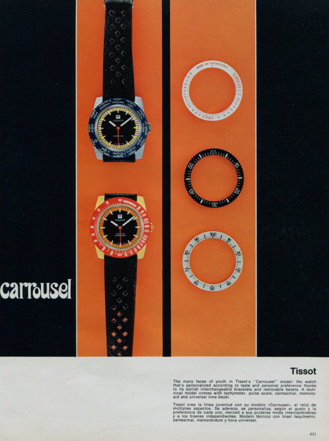 1968 Tissot Watch Company Tissot Carrousel Advert Vintage 1968 Swiss Ad ...