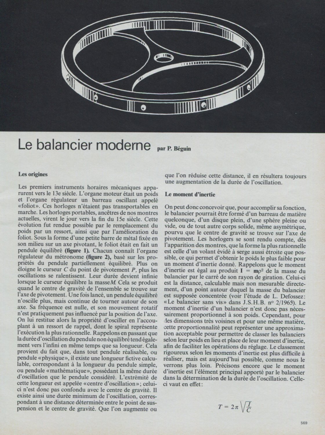 Le Balancier Moderne Vintage 1968 Swiss Magazine Article Horlogerie Horology