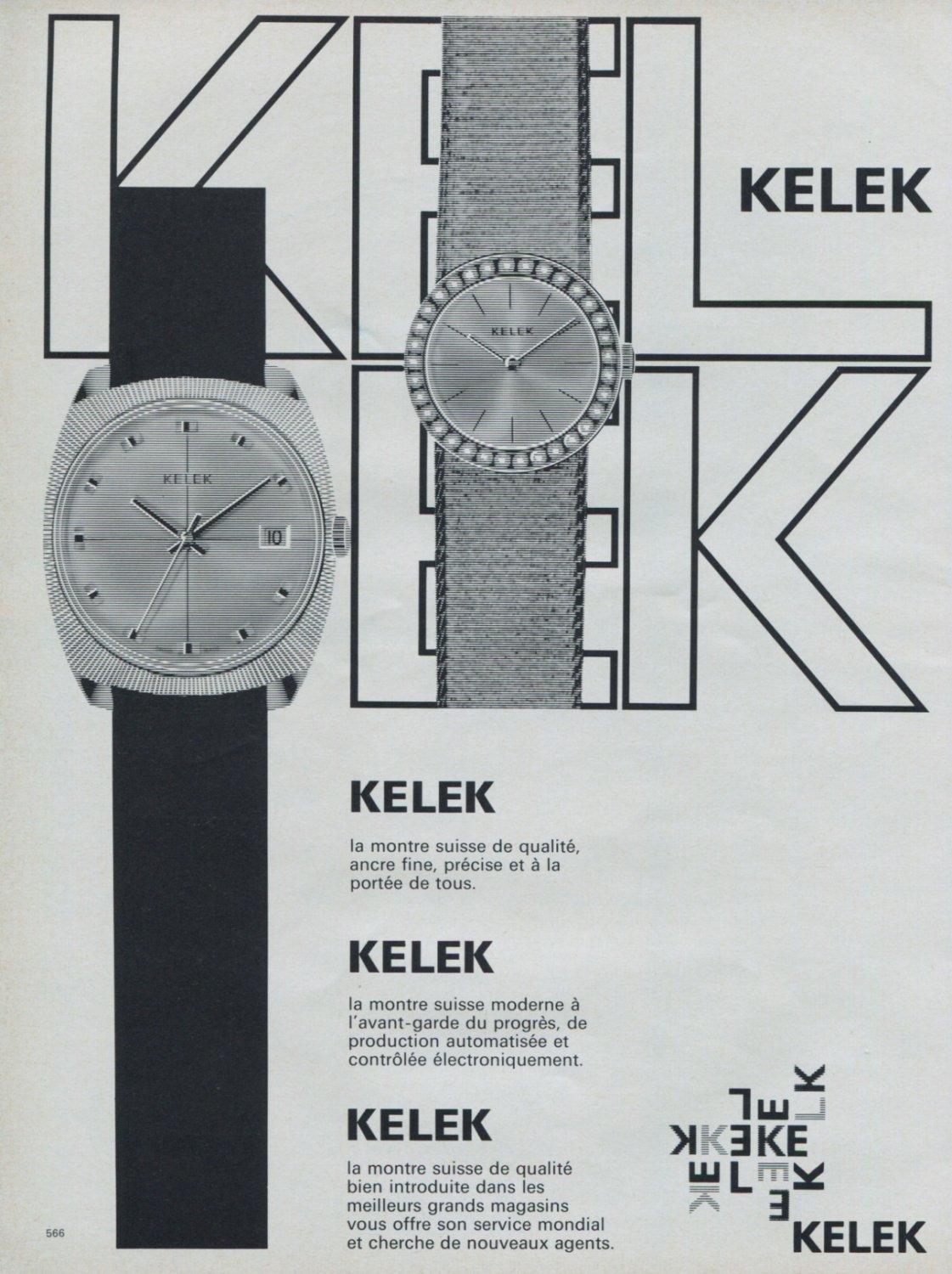 1968 Kelek Watch Company Switzerland Vintage 1968 Swiss Ad Suisse Advert Horology