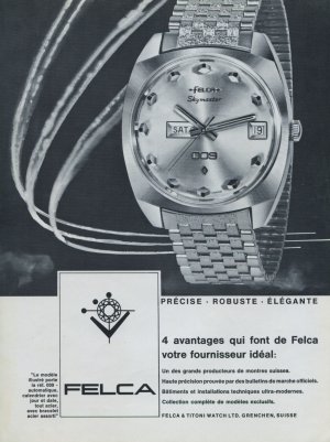 Felca Watch Company Skymaster Advert Vintage 1968 Swiss Ad Suisse Advert Titoni