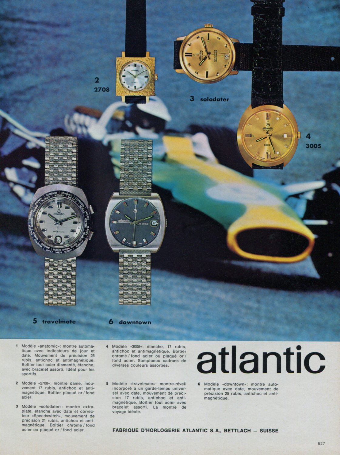 Atlantic Watch Company Switzerland Vintage 1968 Swiss Ad Suisse Advert Horology