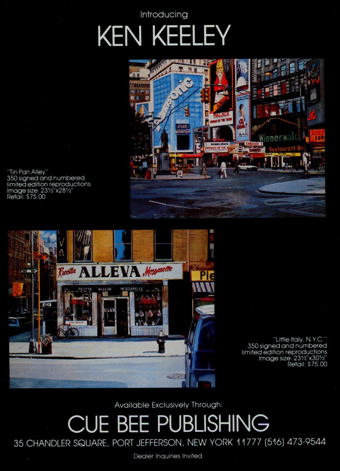 Ken Keeley Vintage 1983 Art Ad Tin Pan Alley Little Italy NYC Advert
