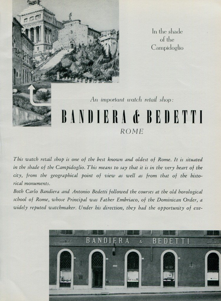 1950 Bandiera & Bedetti Watch Shop Rome Vintage 1950 Swiss Magazine Article Horology Horlogerie
