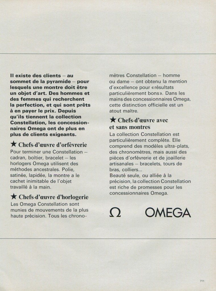 1968 Omega Watch Company Omega Constellation Advert Vintage 1968 Swiss Ad Suisse Advert Horology