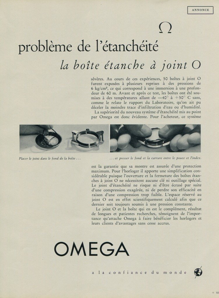 1955 Omega Watch Co Joint O Vintage Swiss Print Ad Suisse Publicite Montres Switzerland Schweiz