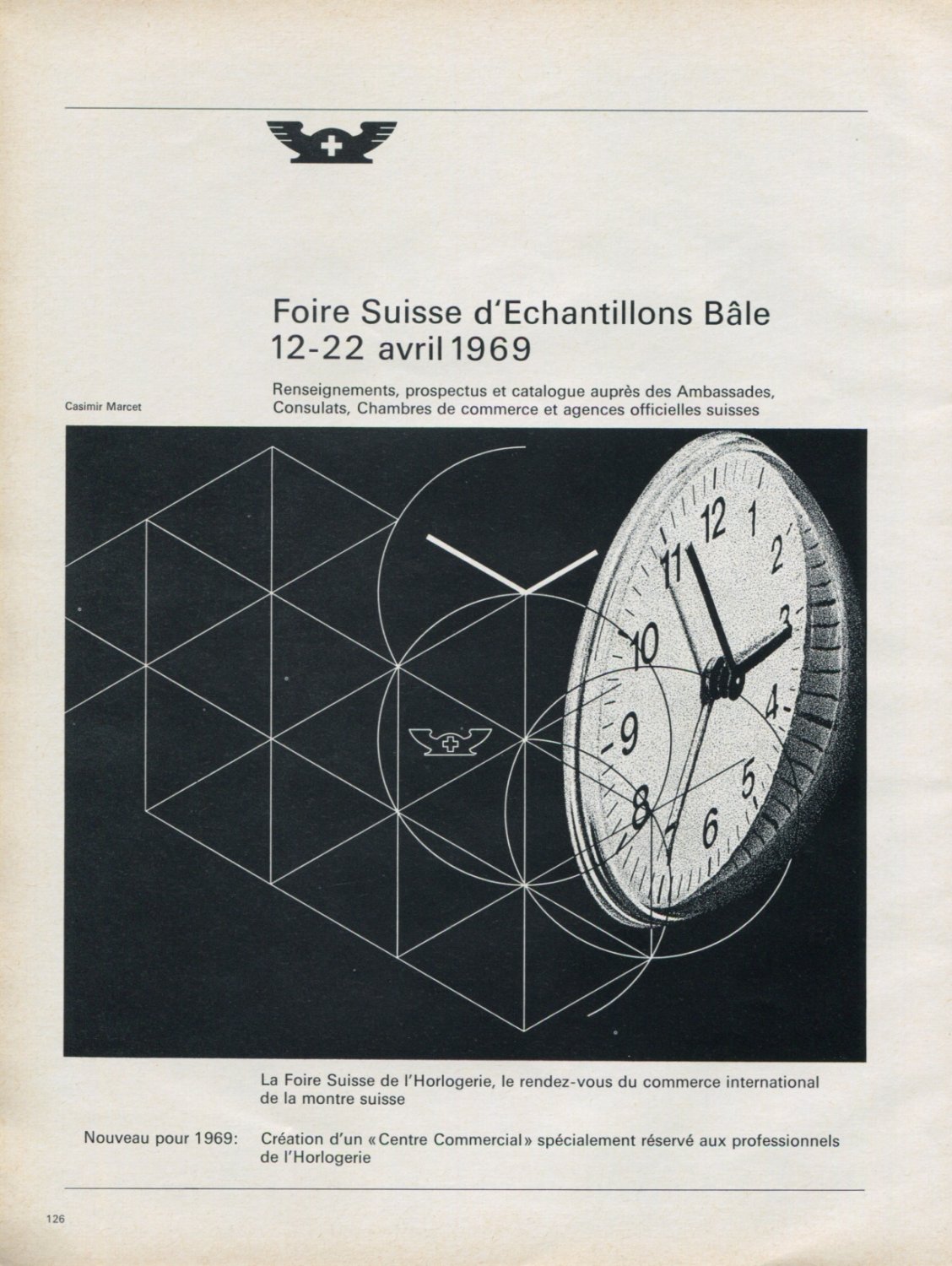 Vintage 1969 Swiss Watch Fair Basle Switzerland Advertisement Foire de Bale