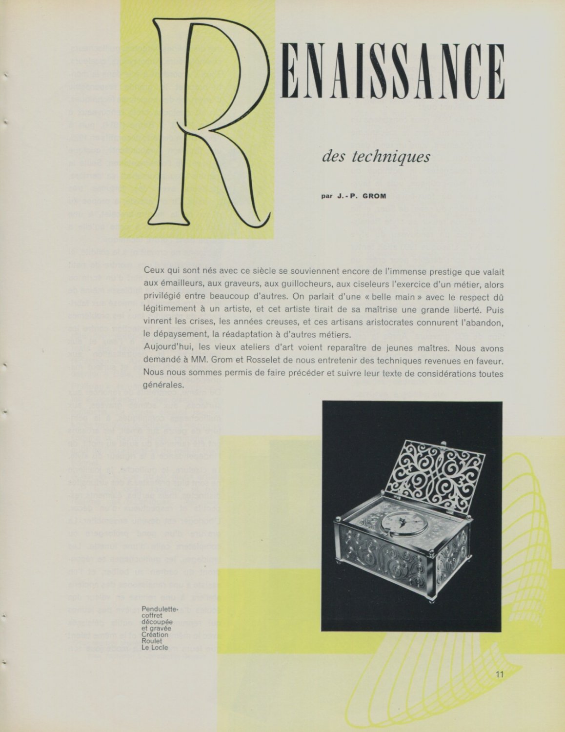 Renaissance des Techniques 1956 Swiss Magazine Article Horlogerie Horology