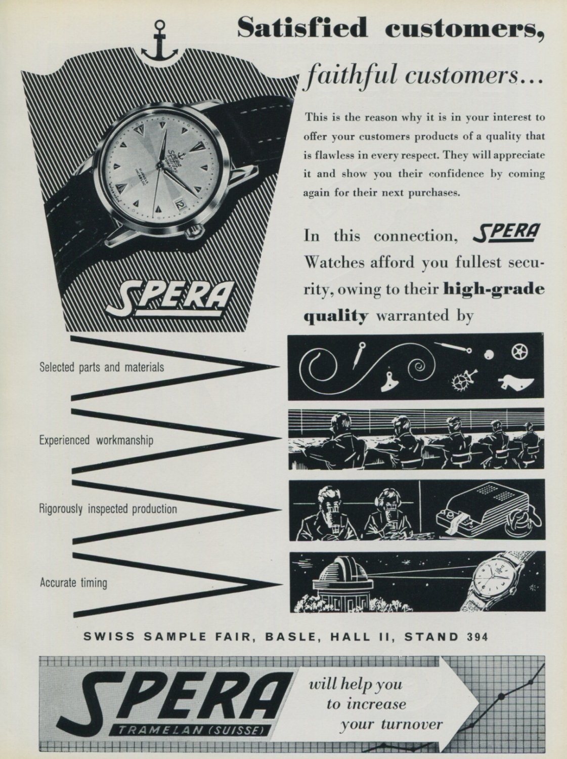 1956 Spera Watch Company Switzerland Vintage 1956 Swiss Ad Suisse Advert Tramelan