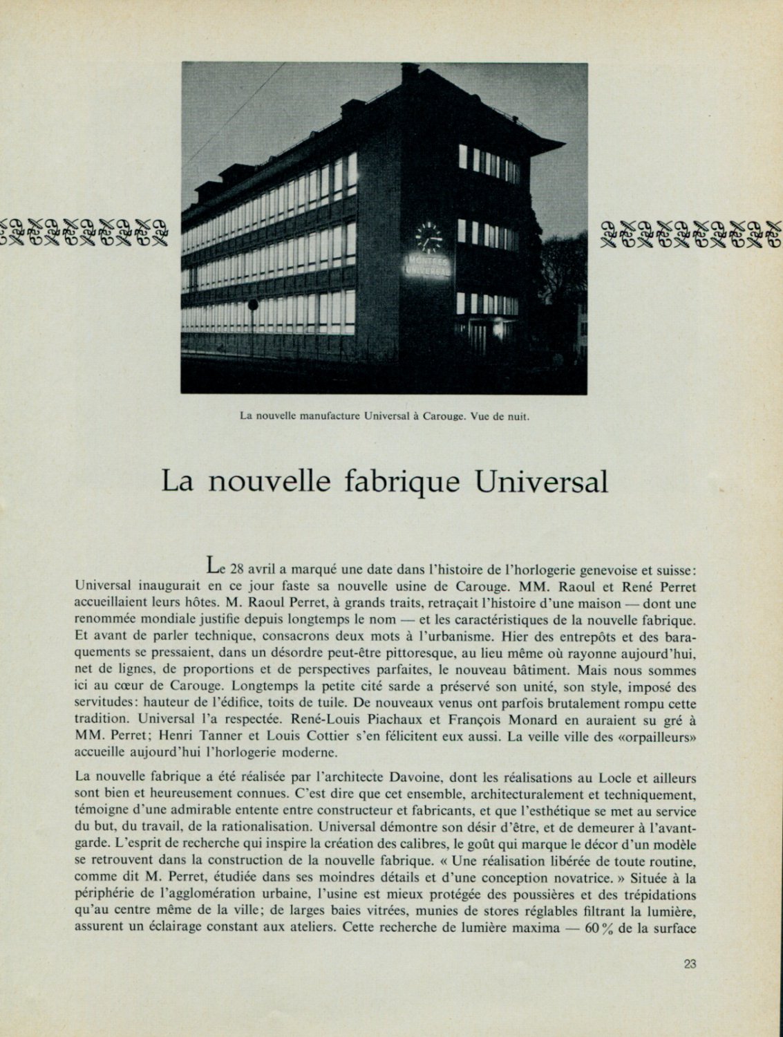 1956 La Nouvelle Fabrique Universal Watch Company Vintage 1956 Swiss Magazine Article