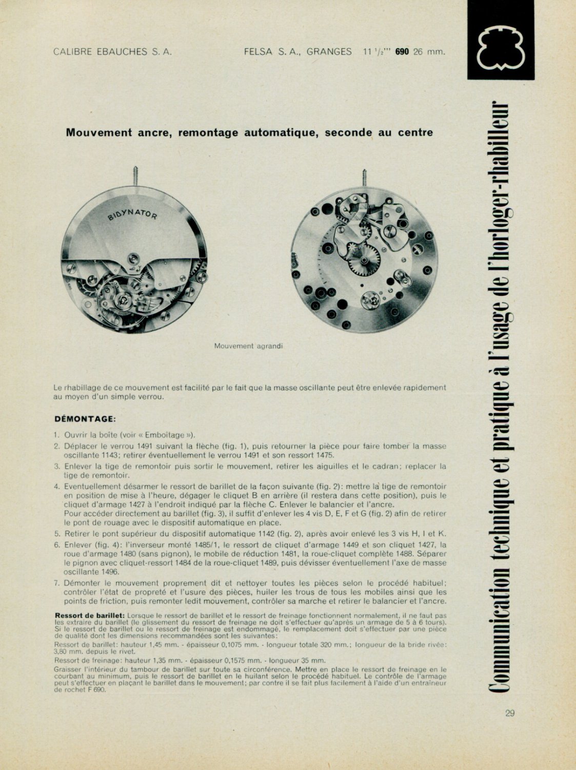 Felsa SA Watch Company Ebauches Assembly Disassembly 1959 Swiss Magazine Article