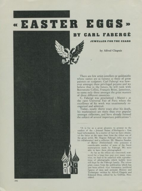 Faberge Easter Eggs by Carl Faberge Vintage 1949 Swiss Magazine Article