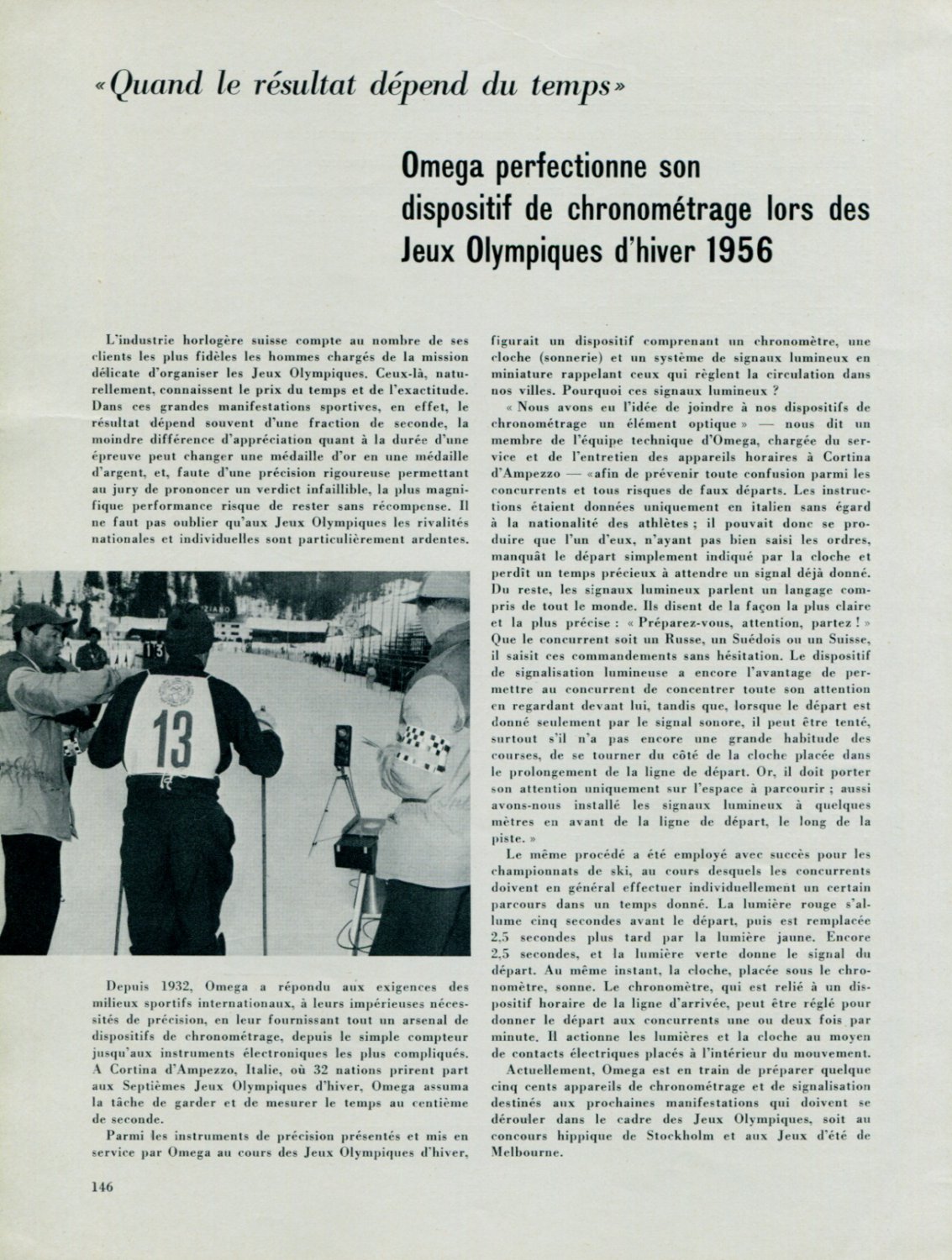 1956 Omega Watch Company Olympics Olympiques 1956 Swiss Magazine Article Horlogerie