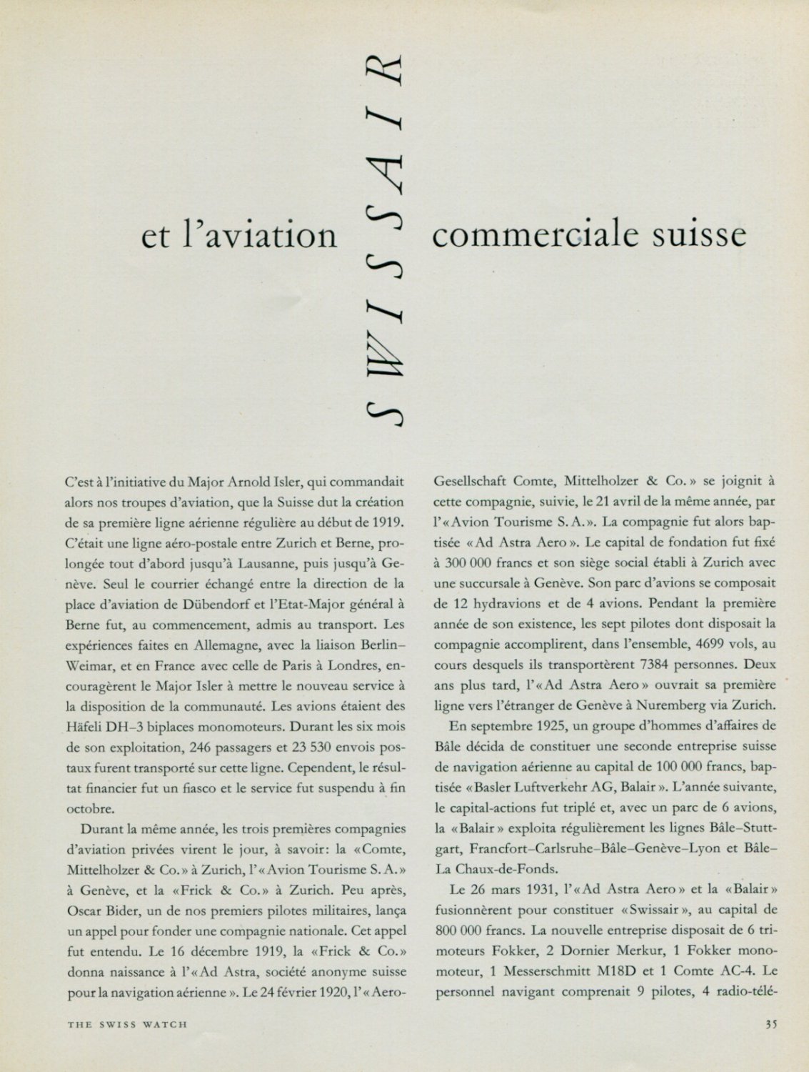 1956 SwissAir and Swiss Civil Aviation Vintage 1956 Swiss Magazine Article Swiss Air