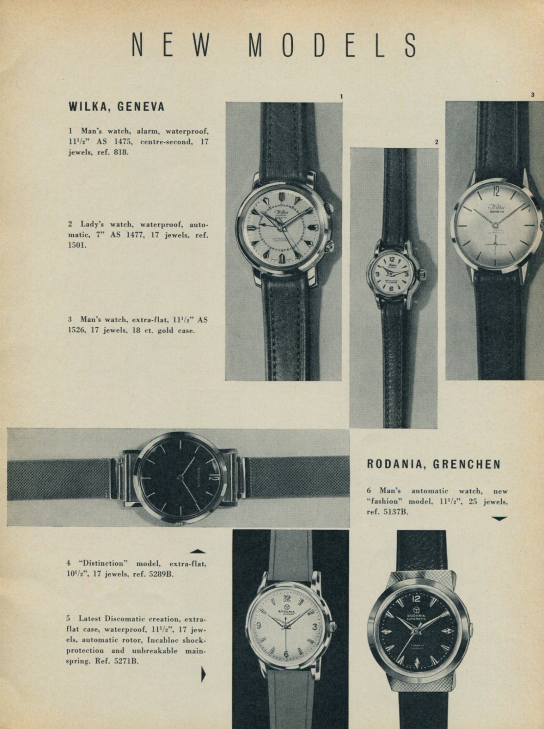 New Models 1957 Swiss Magazine Article Ulysse Nardin Watch Company Doxa Octus
