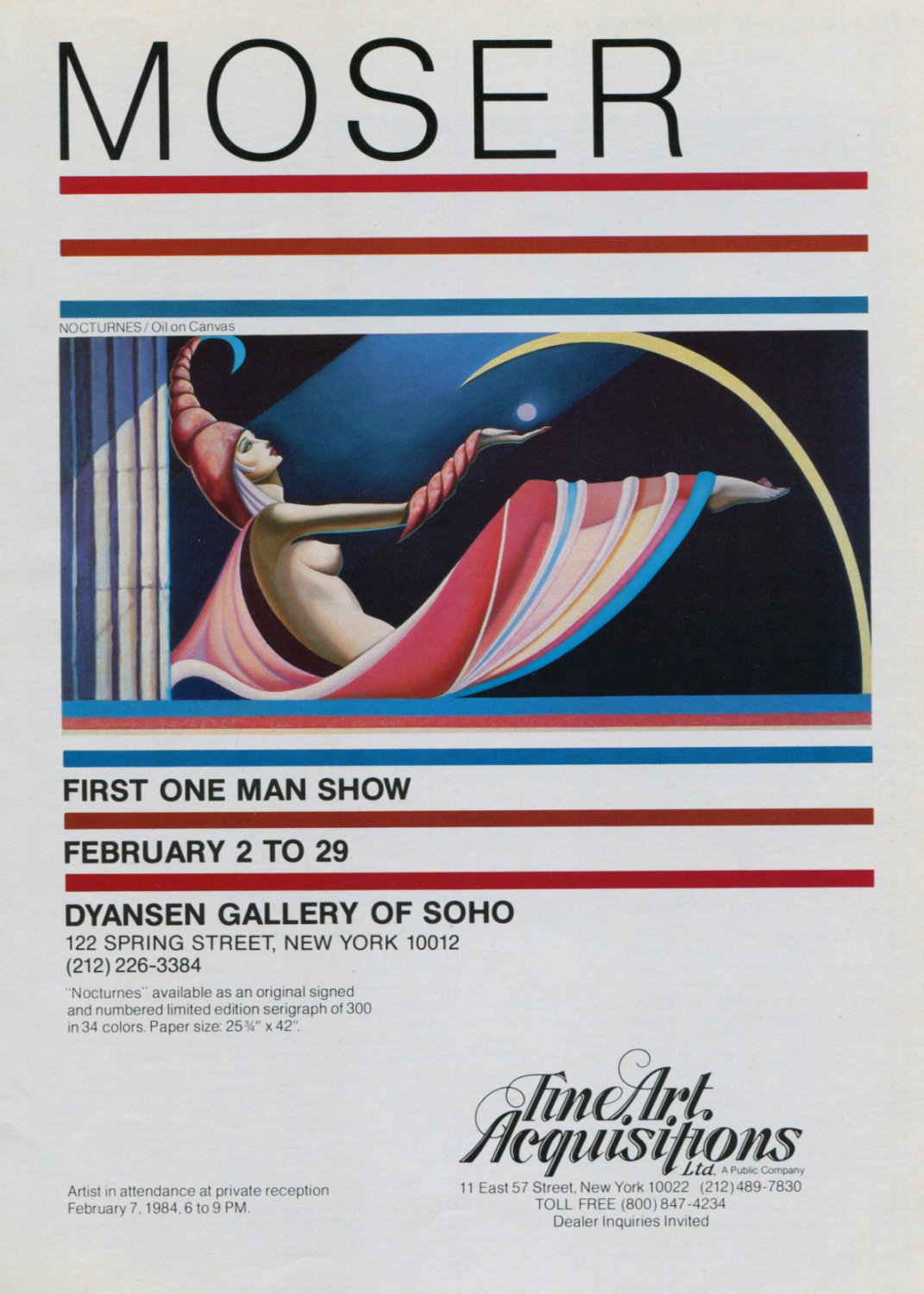 Moser Vintage 1984 Art Exhibition Ad Dyansen Gallery of SoHo Nocturnes ...