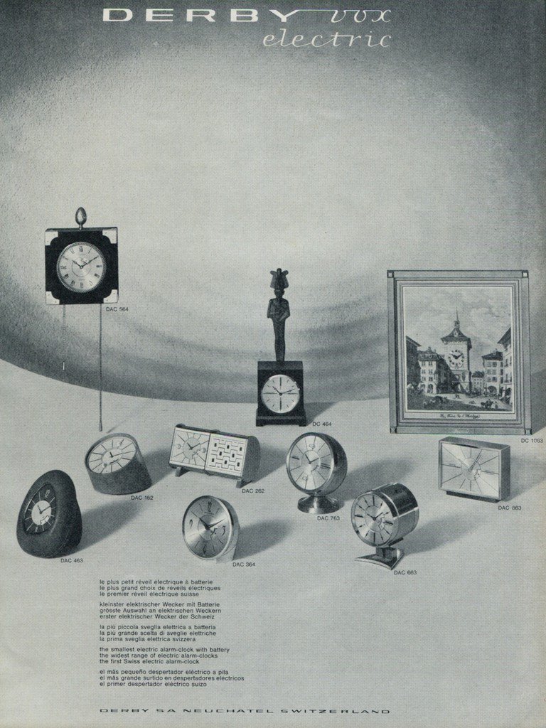 Derby Clock Company Neuchatel Switzerland Derby Vox 1965 Swiss Ad Suisse Advert