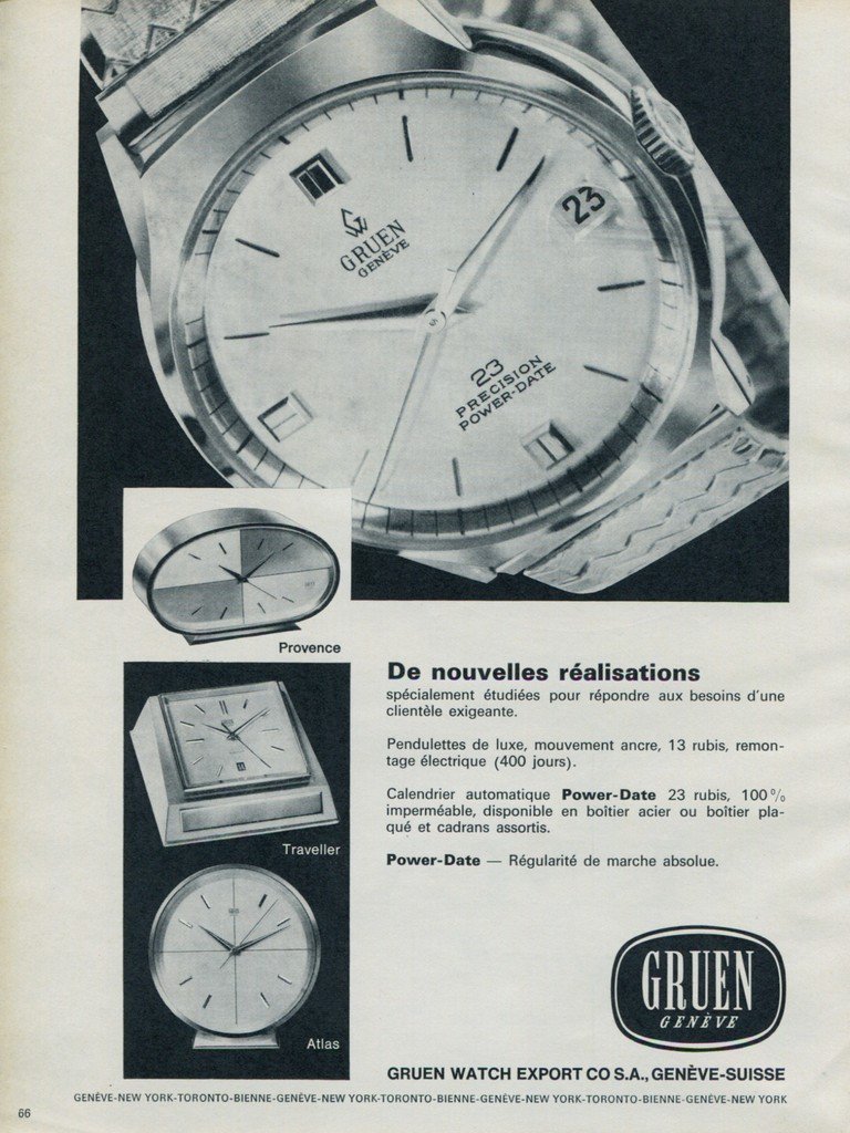 1964 Gruen Watch Company Switzerland Vintage 1964 Swiss Ad Suisse Advert Horology Horlogerie