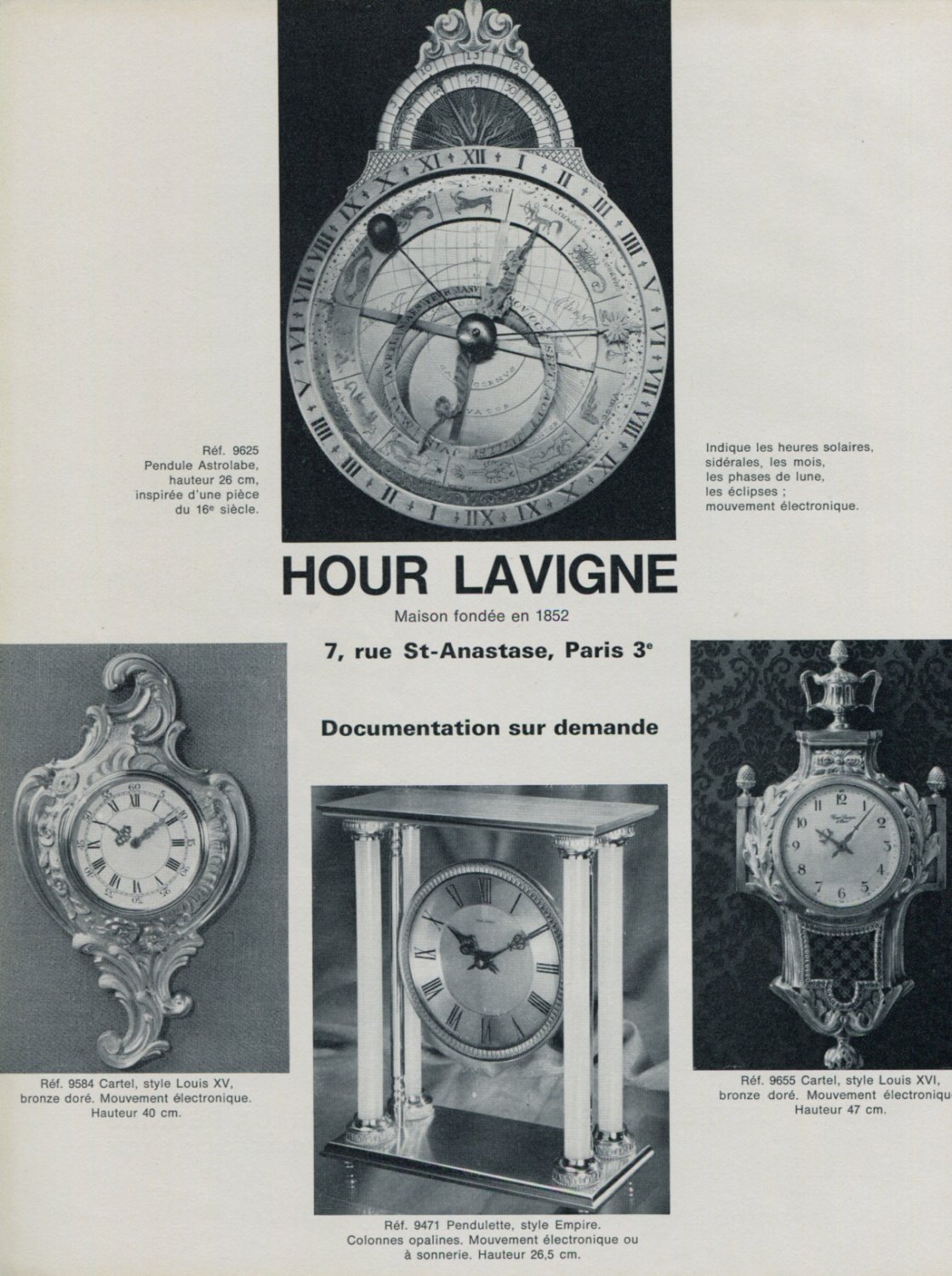 1968 Hour Lavigne Clock Company Paris France Vintage 1968 Swiss Ad Suisse Advert
