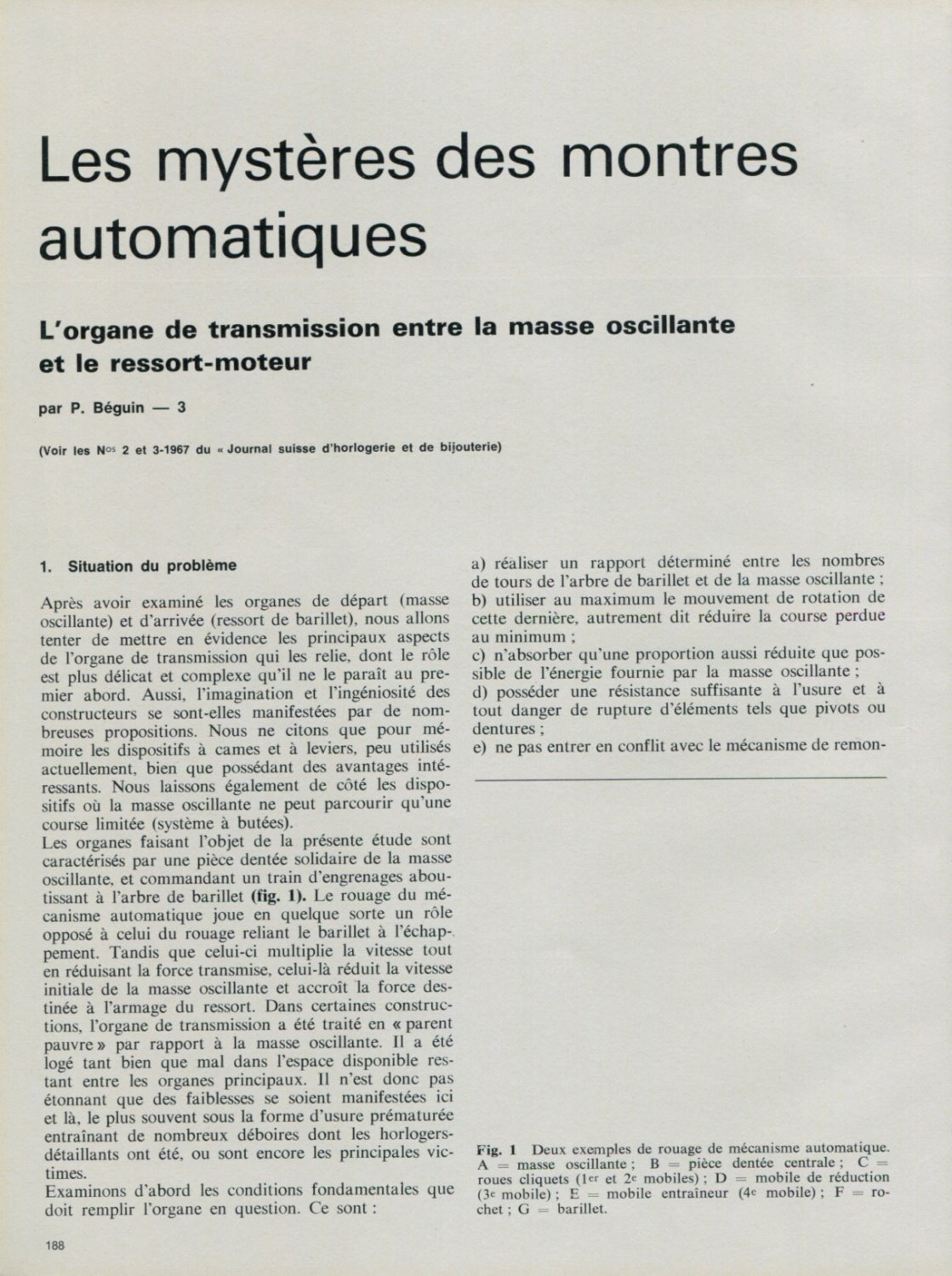 1968, Part 3: Les Mysteres des Montres Automatiques by P. Beguin Vintage 1968 Swiss Magazine Article