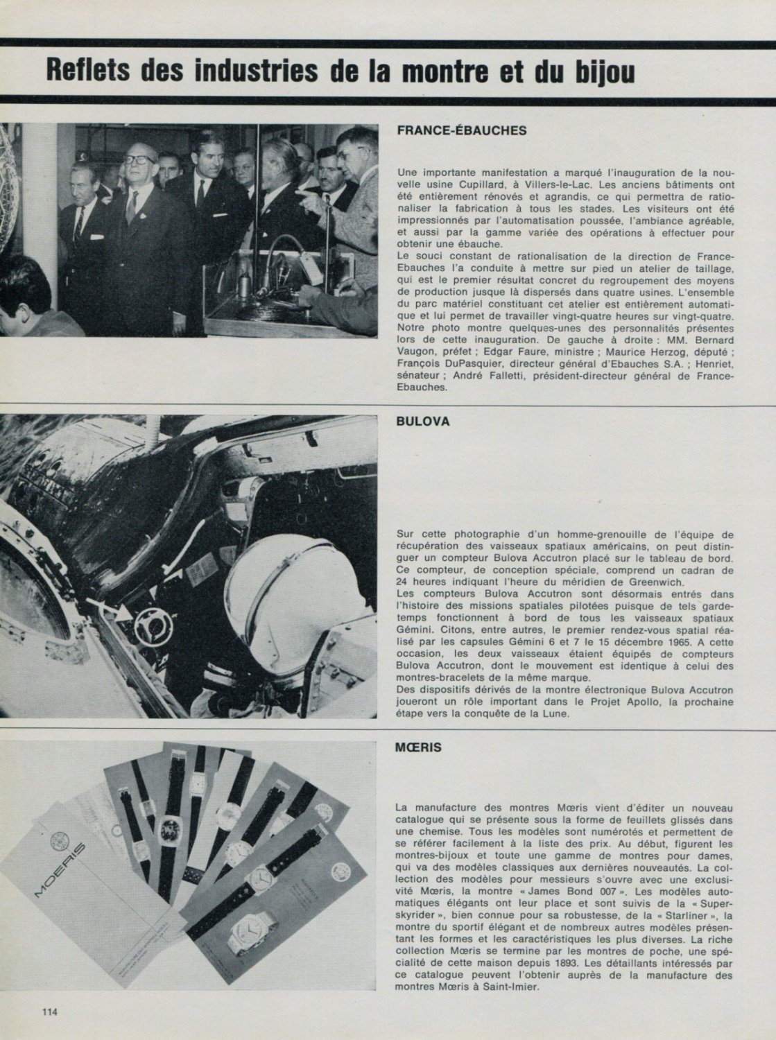 Girard-Perregaux Watch Company Moeris Bulova Camy 1968 Swiss Magazine Clipping