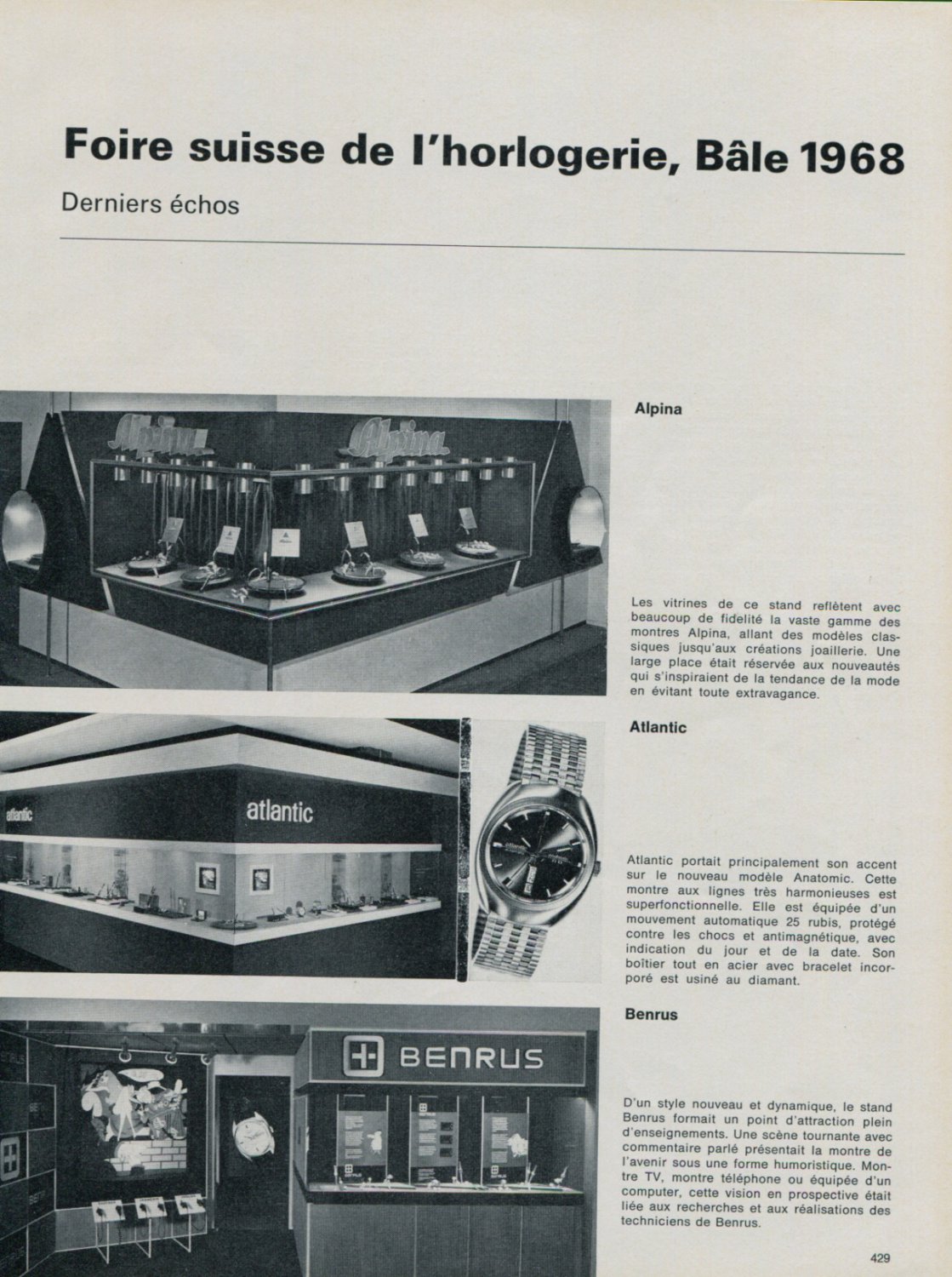 1968 Foire Suisse d'Horlogerie Bale Basle Basel Swiss Switzerland Breitling Bulova Alpina Horlogere