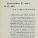 1959 Les Exportations d'Horlogerie en Decembre1958 Swiss Magazine Article Horology