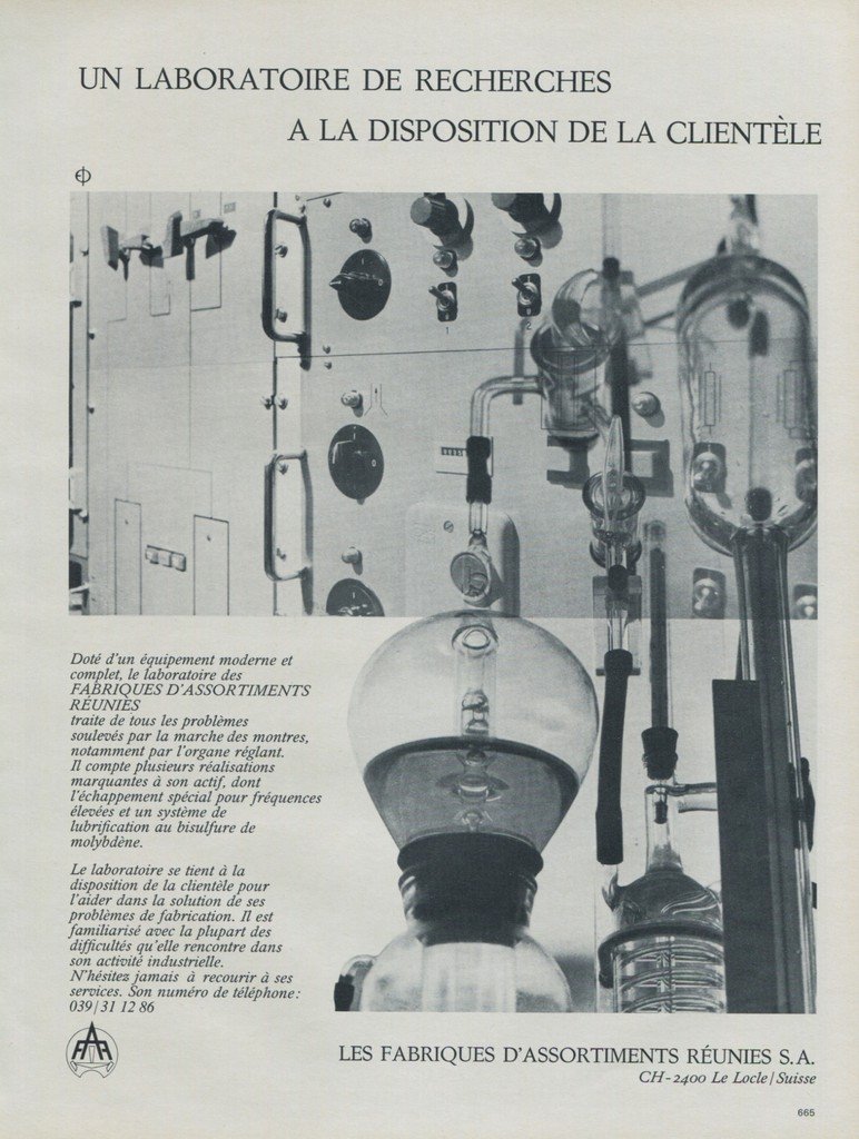1971 Fabriques D'Assortiments Reunies S.A. Company 1971 Swiss Ad Suisse Advert Horlogerie