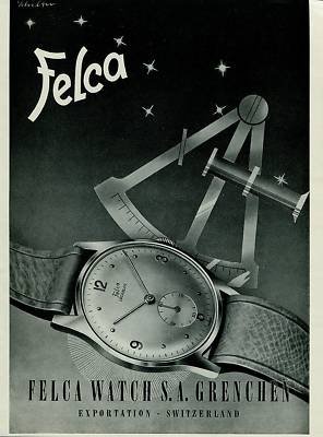 1951 Felca Watch Company Switzerland Vintage 1951 Swiss Ad Suisse Advert