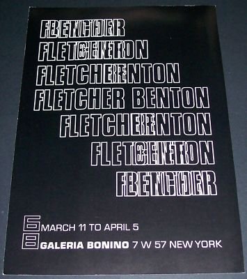 1969 Fletcher Benton Vintage 1969 Art Exhibition Ad Galeria Bonino, NY Advert