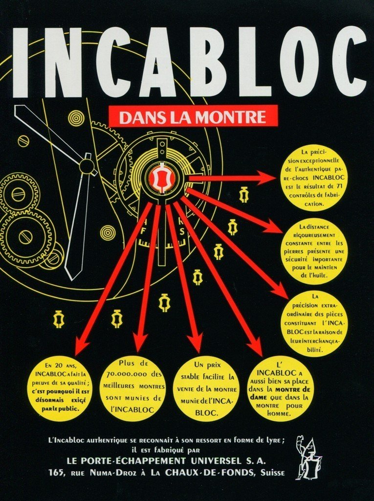 1954 Incabloc Advert Le Porte Echappement Vintage 1954 Swiss Ad Suisse Advert Horlogerie Horology