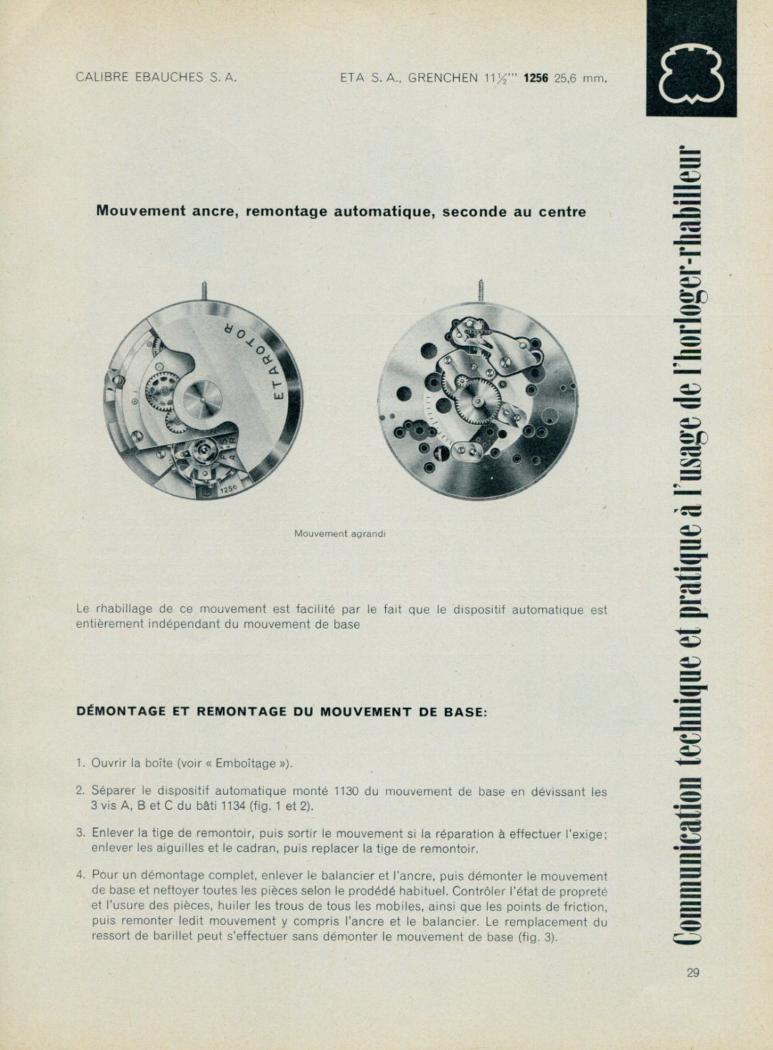 1959 Eta Watch Company Technique et Practique Horloger Rhabilleur Swiss Article