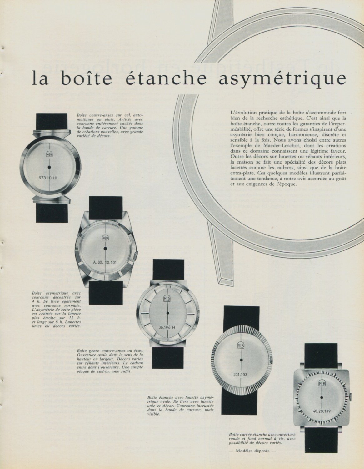 1959 La Boite Etanche Asymetrique Swiss Magazine Article Horology Horlogerie