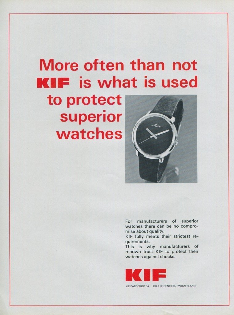 1977 KIF Parechoc SA Company Switzerland Vintage 1977 Swiss Ad Suisse Advert Horlogerie Horology