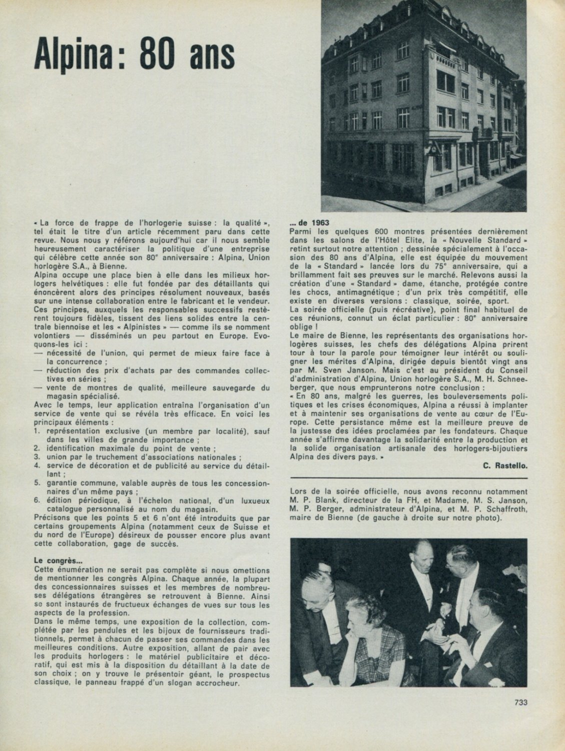 1963 Alpina Watch Company 80th Anniversary 80 Ans 1963 Swiss Magazine Article Horology Horlogerie